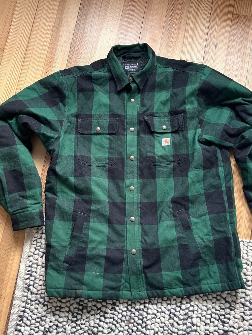 Carhartt Men’s Green & Black Plaid Work Shirt Jacket
